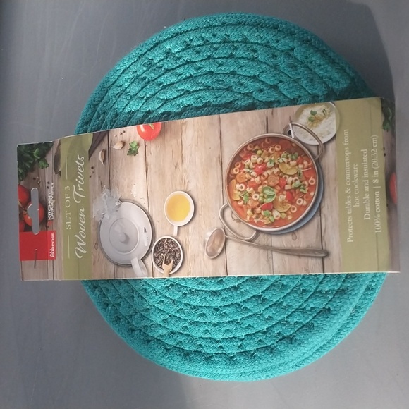 Turquoise Woven Trivets Set of 3 - Picture 1 of 2